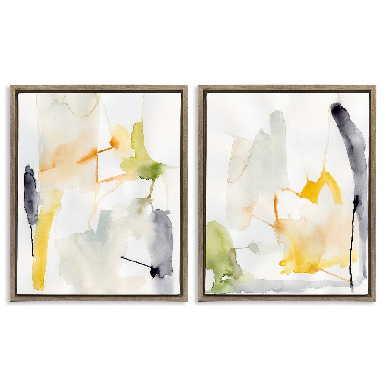 Stupell Industries Watercolor Paint Drips 2pc Floater Framed Canvas Wall Art Set Design by Victoria Barnes